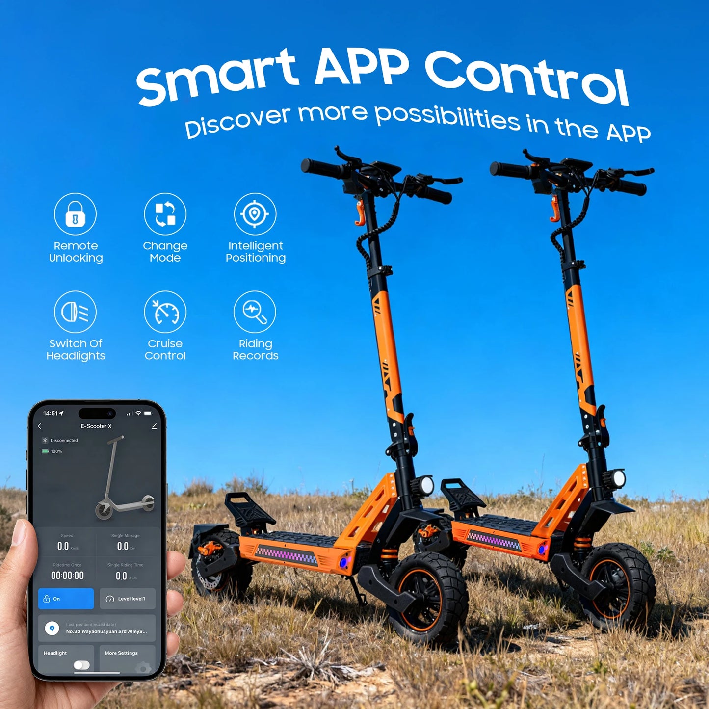 Tufront E3 Pro Shipping Europe Rear Hub Single Drive Power 20Ah Battery Tough Off-Road Performance Foldable Electric Scooter