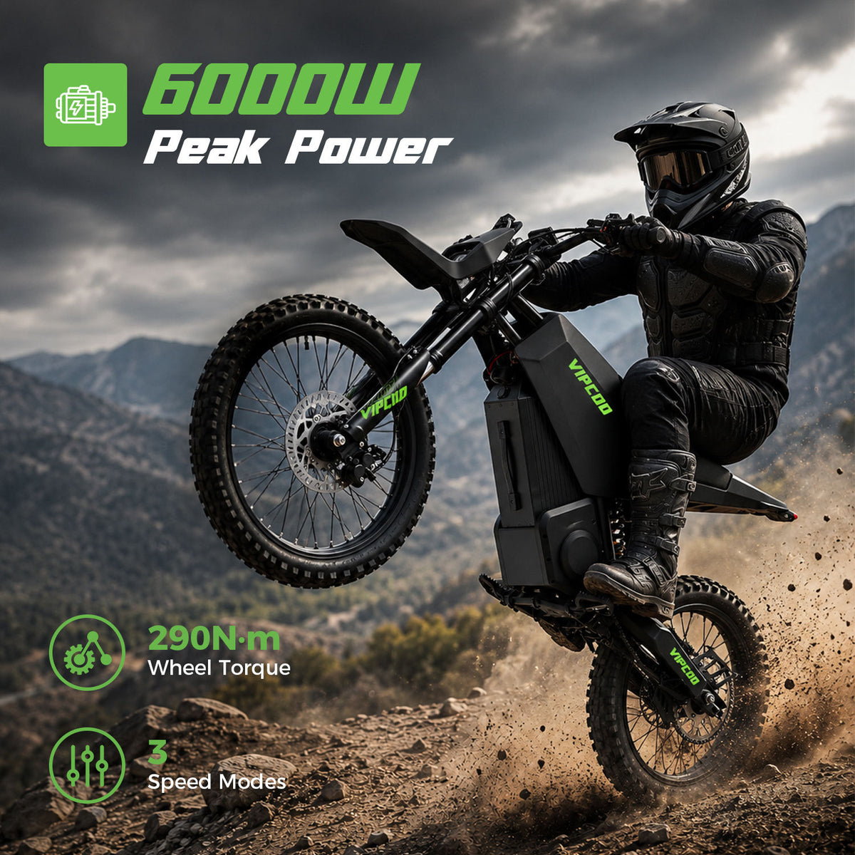 VC-H6 6000W 60V/31.5Ah Off-Road Electric Dirt Bike – High-Performance Adult Motorcycle with Front and Rear Hydraulic Brakes