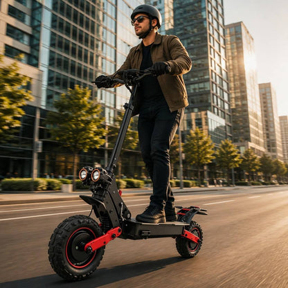 2400W Dual Motor freeboy H6 11-Inch Off-Road 60 km/h Foldable Electric Scooter High-Speed Adult E-Scooter with Dual Spring Suspension and Disc Brakesoter – 48V 21Ah
