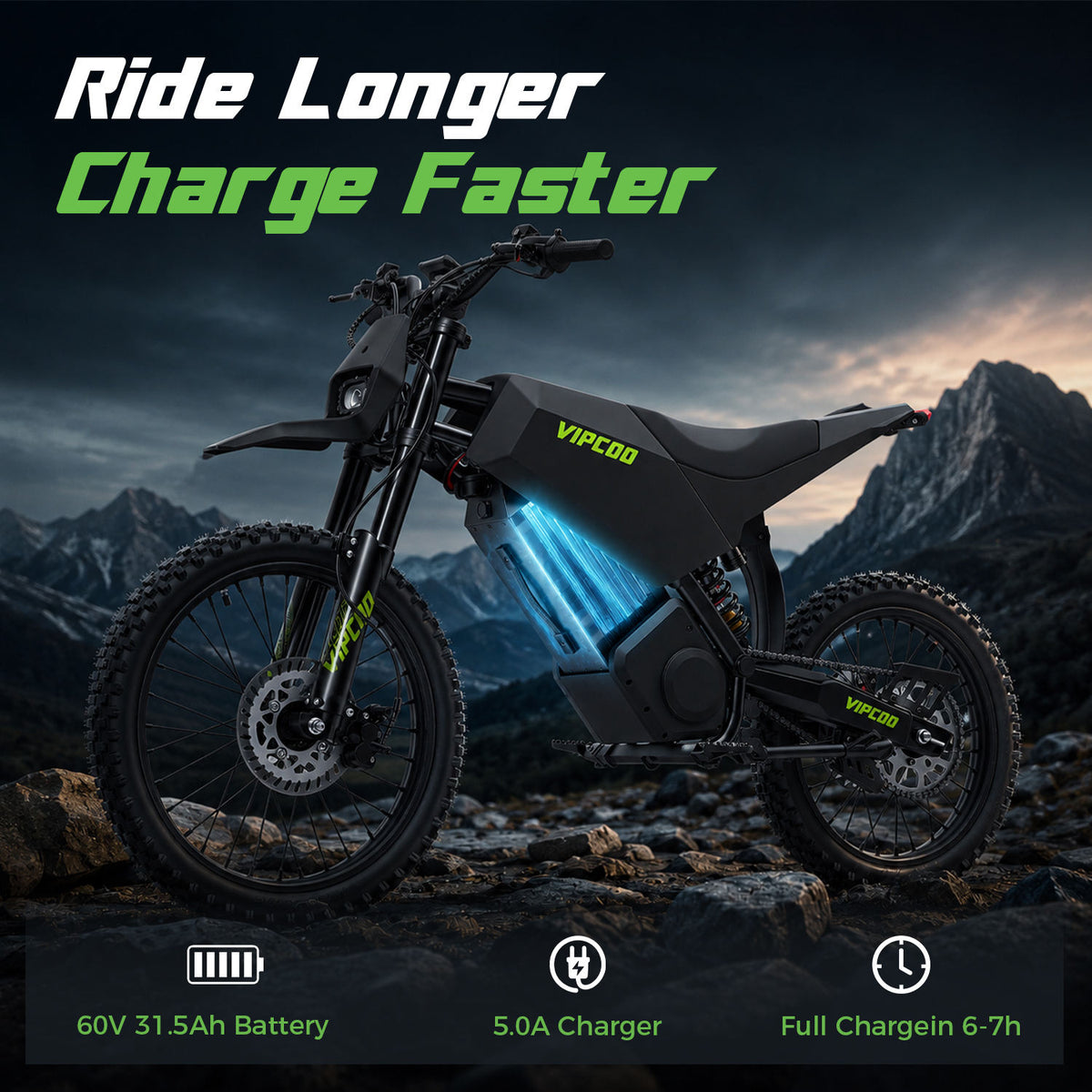 VC-H6 6000W 60V/31.5Ah Off-Road Electric Dirt Bike – High-Performance Adult Motorcycle with Front and Rear Hydraulic Brakes