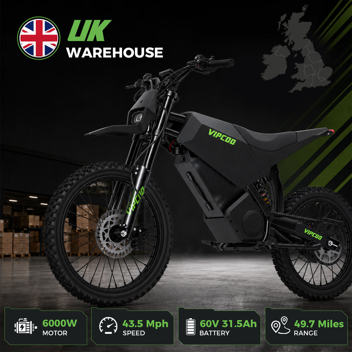 VC-H6 6000W 60V/31.5Ah Off-Road Electric Dirt Bike – High-Performance Adult Motorcycle with Front and Rear Hydraulic Brakes