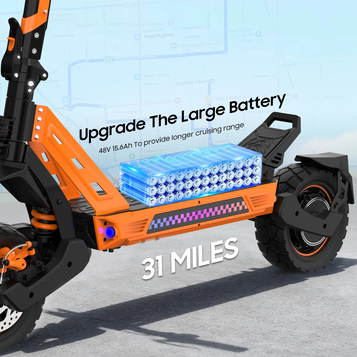 Tufront E3 Pro Shipping Europe Rear Hub Single Drive Power 20Ah Battery Tough Off-Road Performance Foldable Electric Scooter